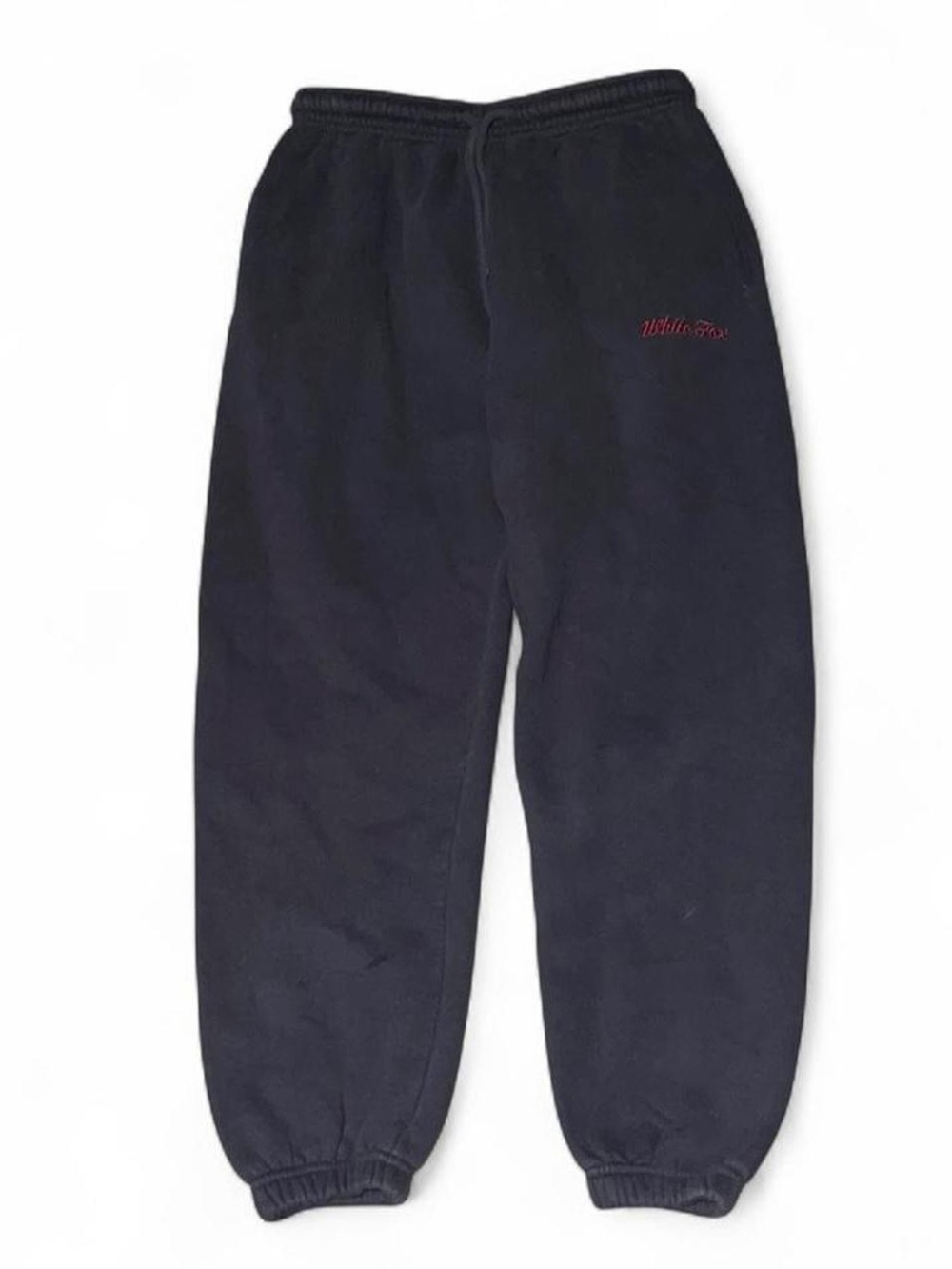 White Fox Grey Joggers Sweatpants Red Embroidery